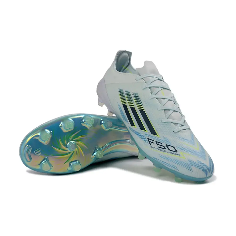 Adidas F50 White and Blue Cleats