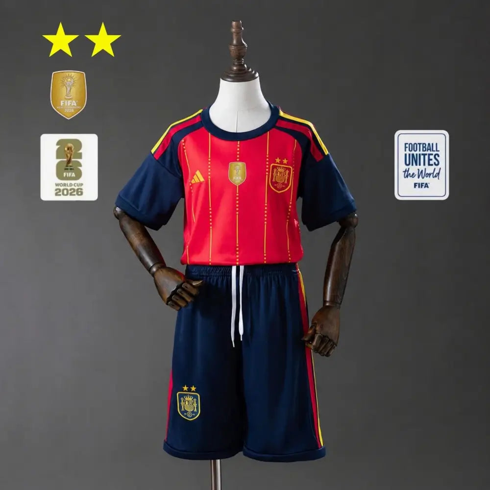 Kit enfant Espagne Domicile Coupe du Monde 2026 2 étoiles Passe D