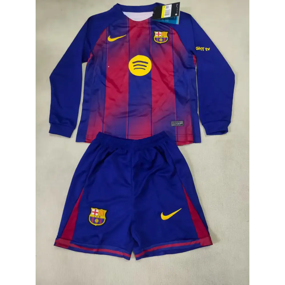 FC Barcelona Long-Sleeved Home Kit 25/26 for Kids