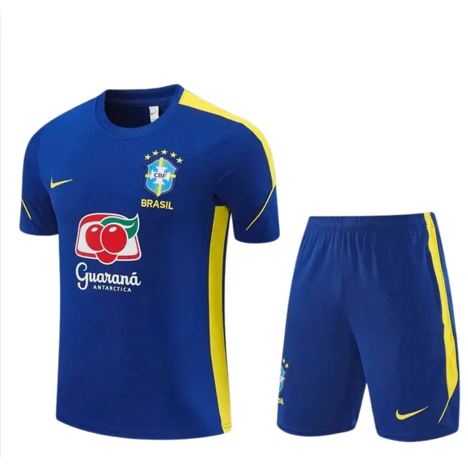 Kit Entraînement Brésil Coupe du monde 2026 Manches courtes Bleu cobalt Passe D