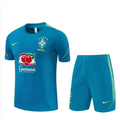 Kit Entraînement Brésil Coupe du monde 2026 Manches courtes Bleu Ciel Passe D
