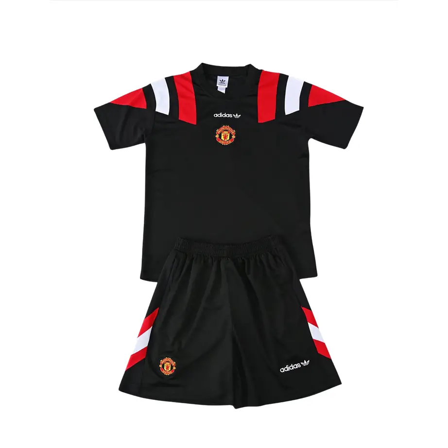 Kit Entraînement Manchester United 2026/2027 Retro Manches courtes Noir Passe D