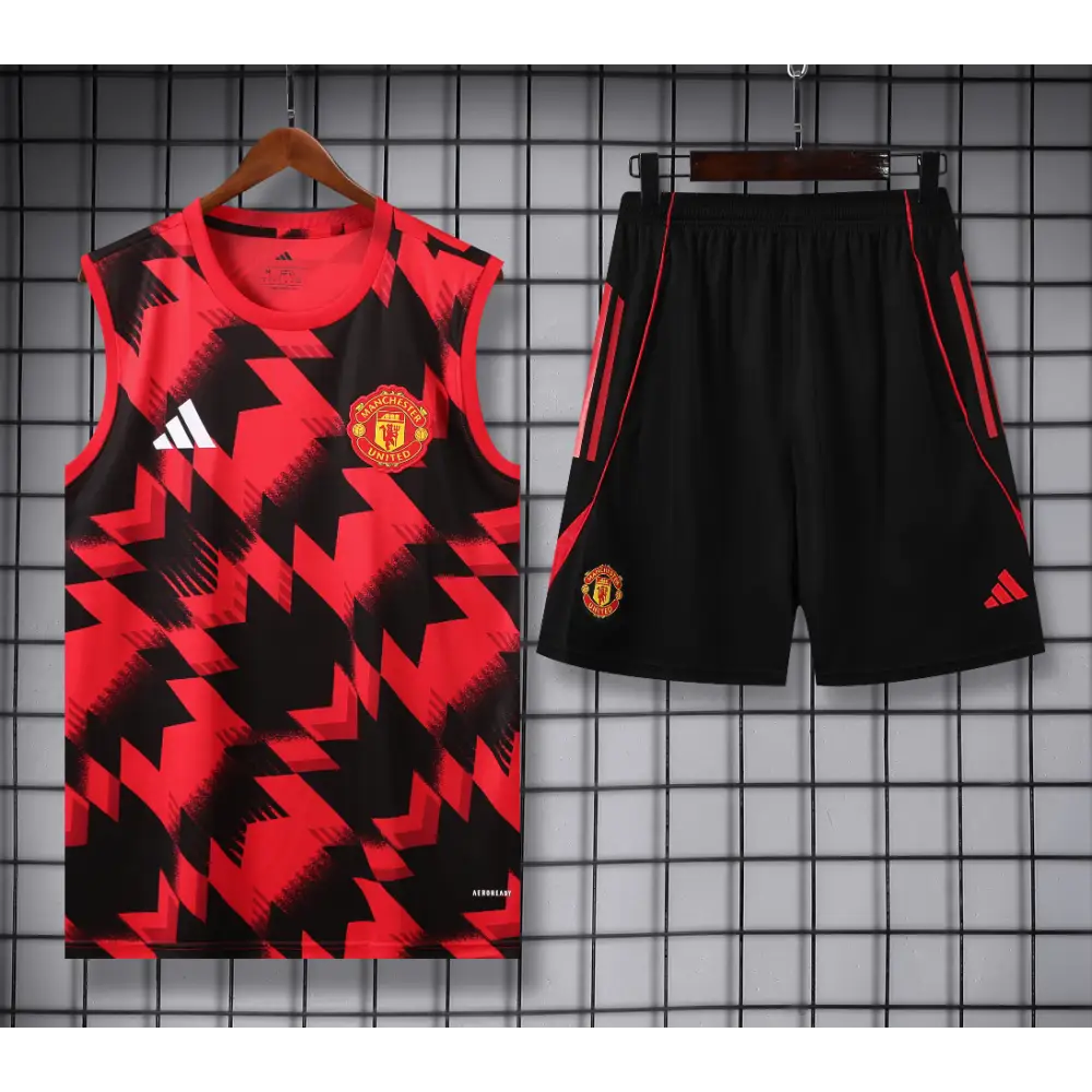 Trainingsanzug Manchester United Schwarz-Rot Gestreift 2025/2026