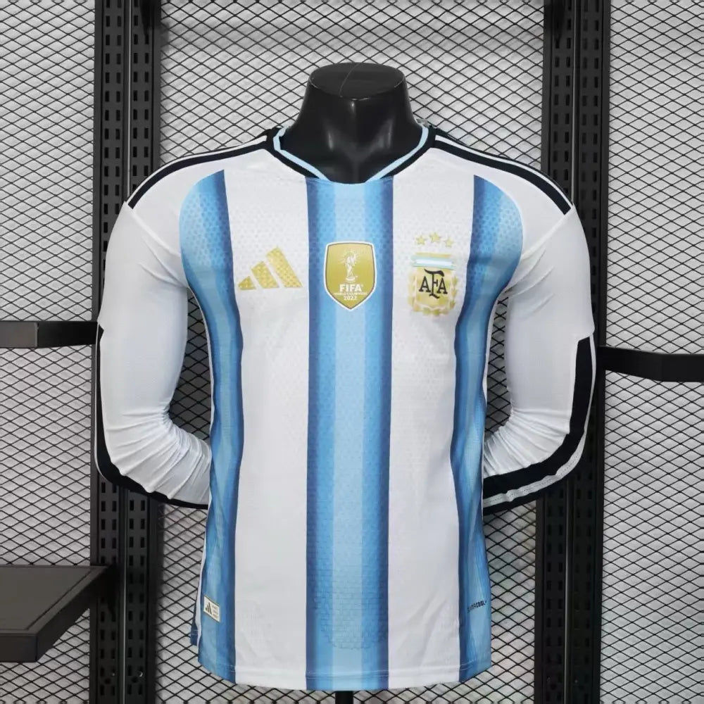 Argentinien Trikot WM 2026 Heim Weltmeister-Patch Langarm Spielerversion