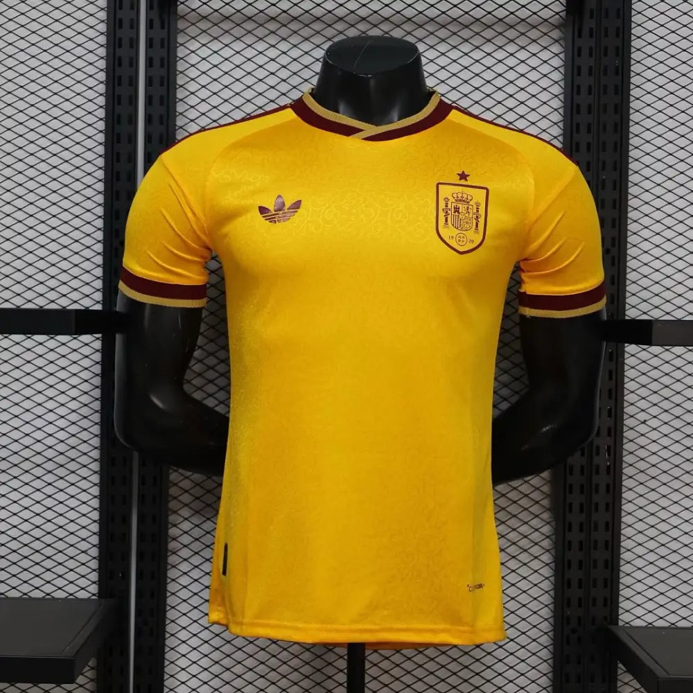 Maillot Espagne Coupe du Monde 2026 Extérieur Jaune Version Joueur Passe D