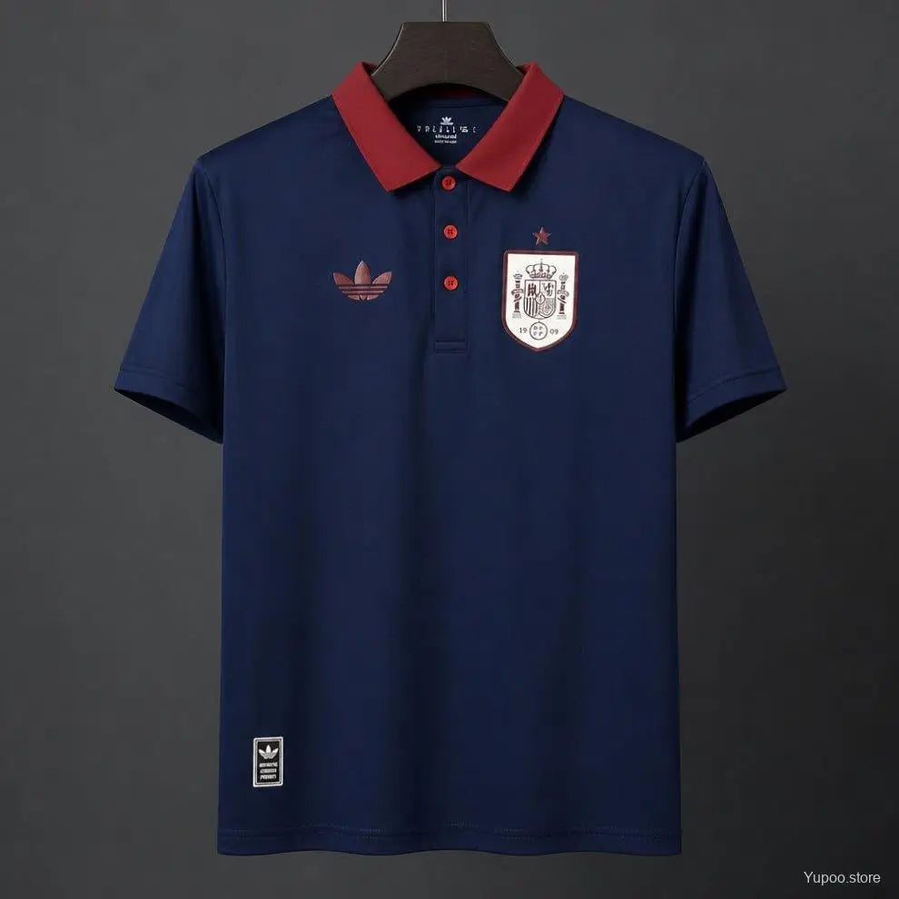 Maillot Espagne Coupe du Monde 2026 Polo Bleu Marine Passe D