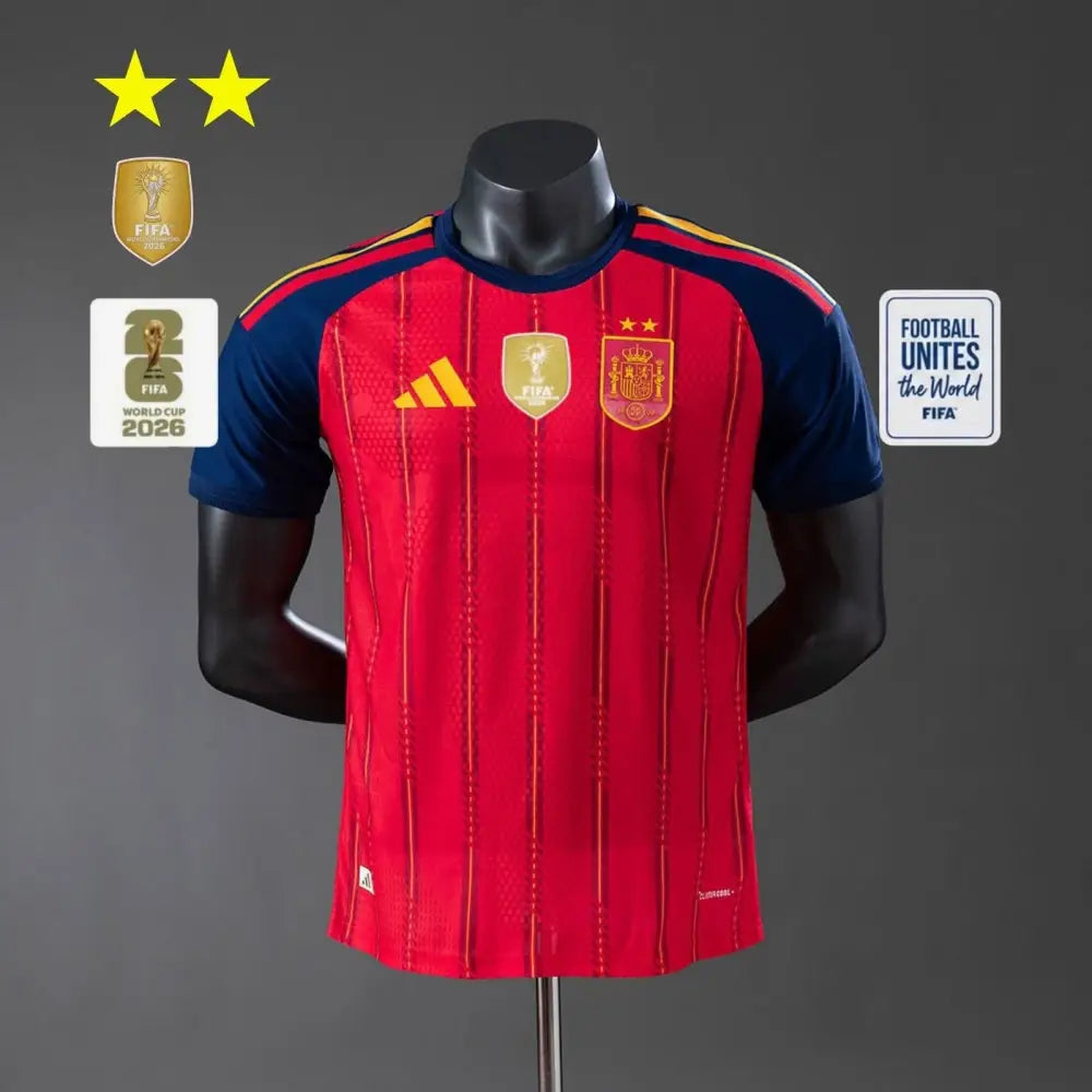 Maillot Espagne Domicile version joueur Coupe du Monde 2026 2 étoiles Passe D