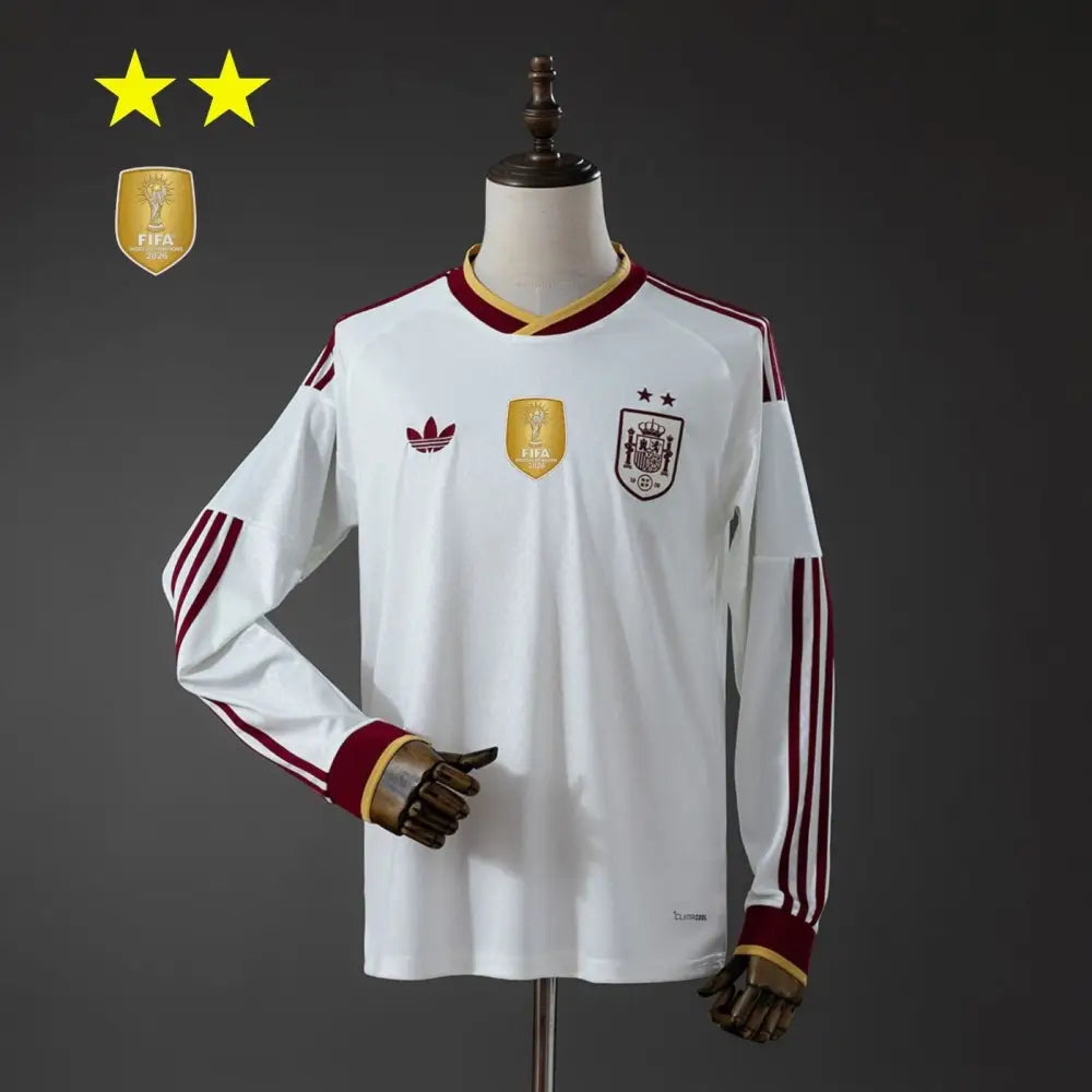 Maillot Espagne Extérieur manches longues Coupe du Monde 2026 2 étoiles Passe D