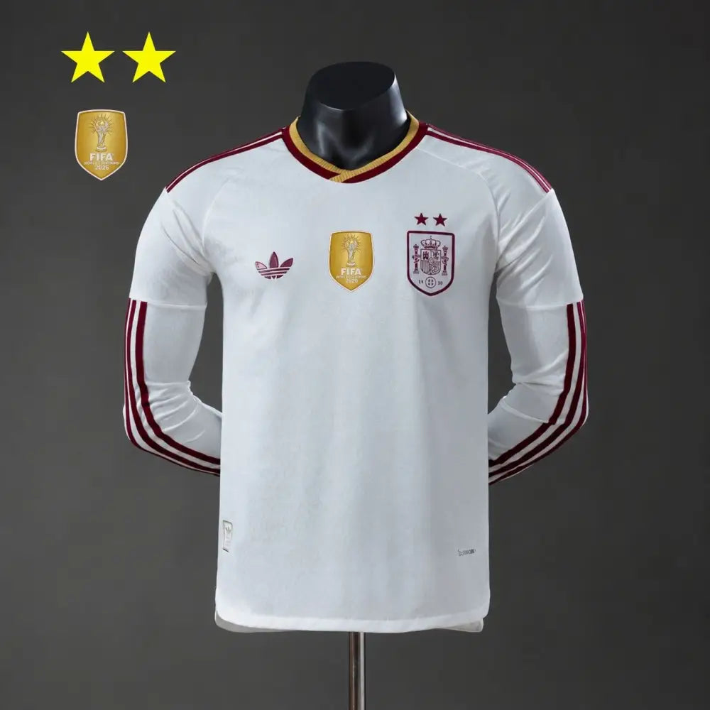 Maillot Espagne Extérieur manches longues version joueur Coupe du Monde 2026 2 étoiles Passe D