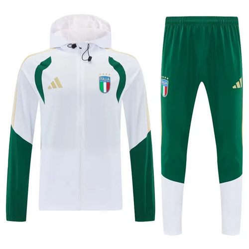 Survêtement A Capuche Coupe-Vent Italie Blanc & Vert 2026 Passe D