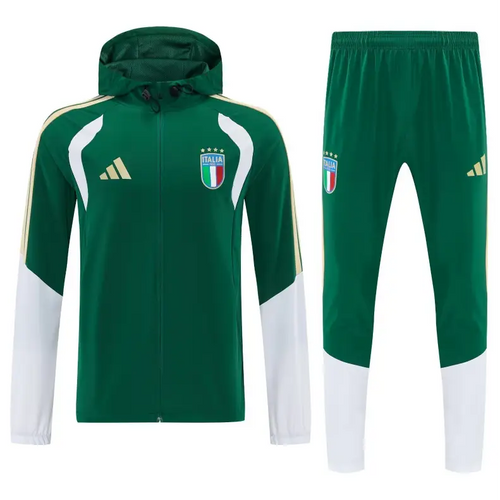 Survêtement A Capuche Coupe-Vent Italie Vert & Blanc 2026 Passe D