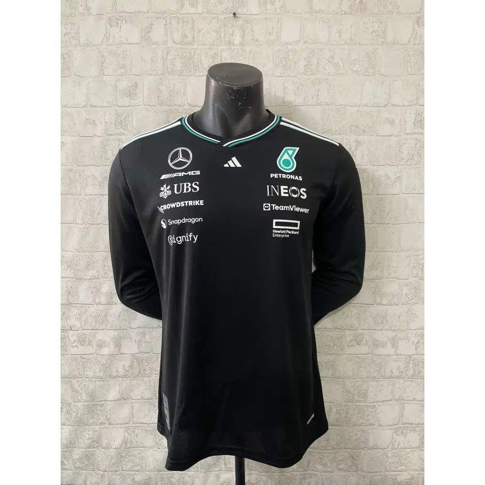 Black long-sleeved Mercedes T-shirt