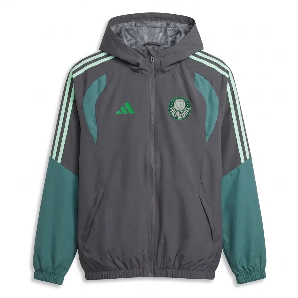 Windbreaker-Kapuzenjacke Palmeiras Grün & Grau 2026