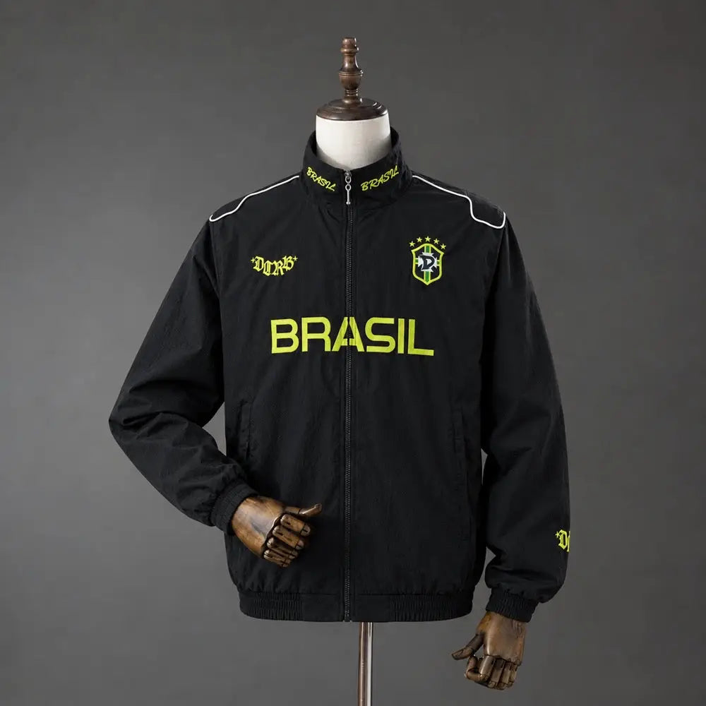 Veste Coupe-Vent Brésil 2026/2027 Noir & Jaune Passe D
