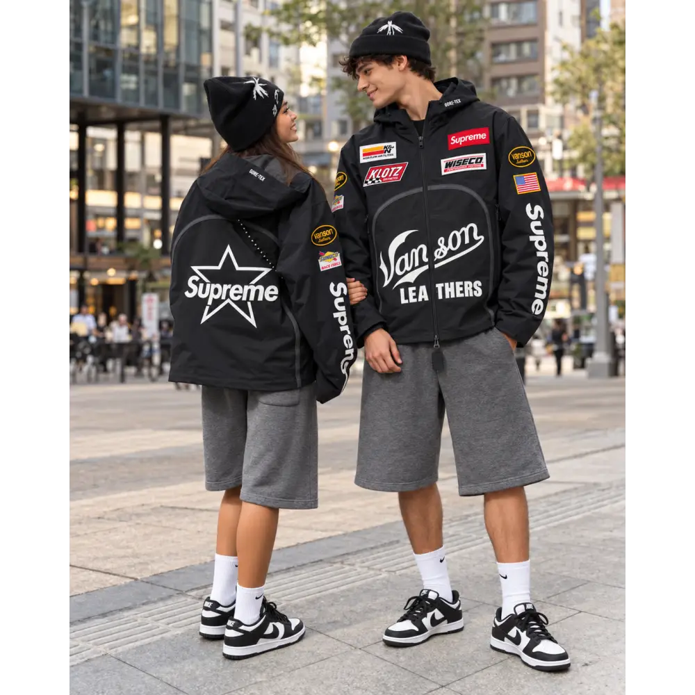 Veste extérieure Supreme Vanson Leathers en GORE-TEX noire Passe D